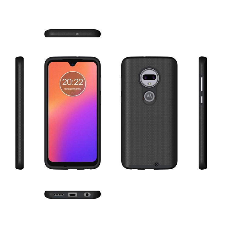 Anti-skid PC + TPU Hybrid Armor Case for Motorola Moto G7 - Black-10