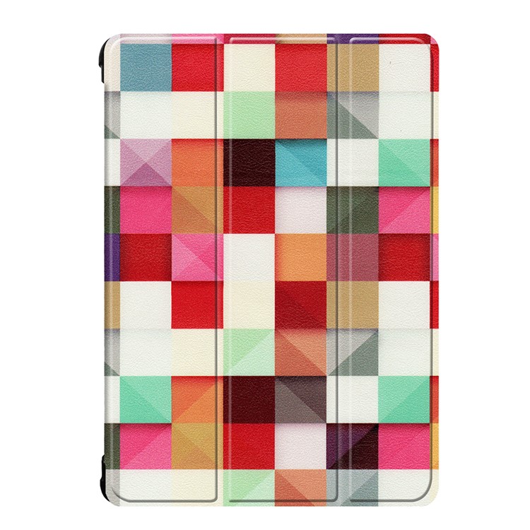 Pattern Printing Tri-fold Stand Leather Shell for Lenovo Tab P10 10.1-inch - Colorful Grids-2