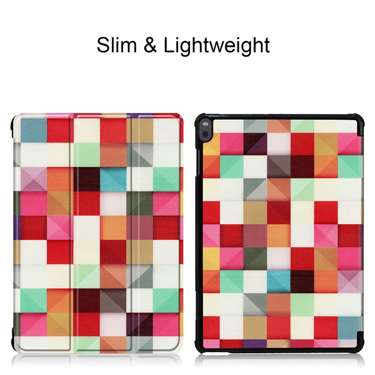 Pattern Printing Tri-fold Stand Leather Shell for Lenovo Tab P10 10.1-inch - Colorful Grids-4