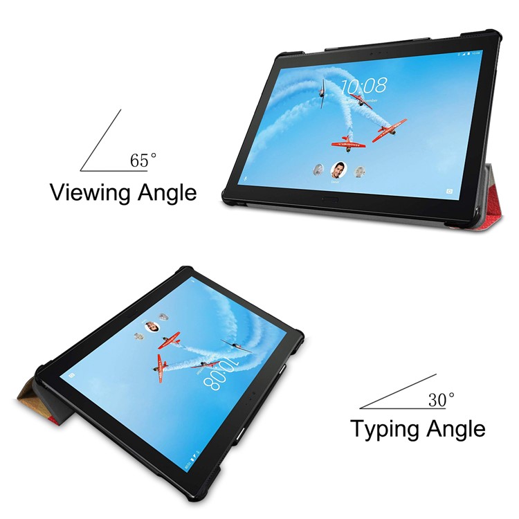 Impression de Motif Tri Fold Stand Cuir Shell For Lenovo Tab P10 10,1 Pouces - Grilles Colorées-5