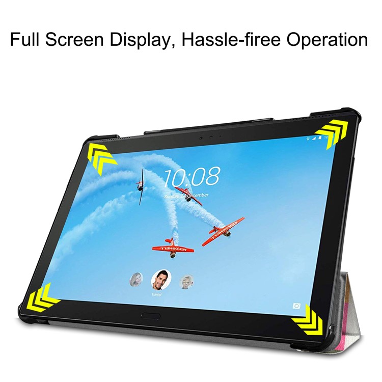 Impression de Motif Tri Fold Stand Cuir Shell For Lenovo Tab P10 10,1 Pouces - Grilles Colorées-6