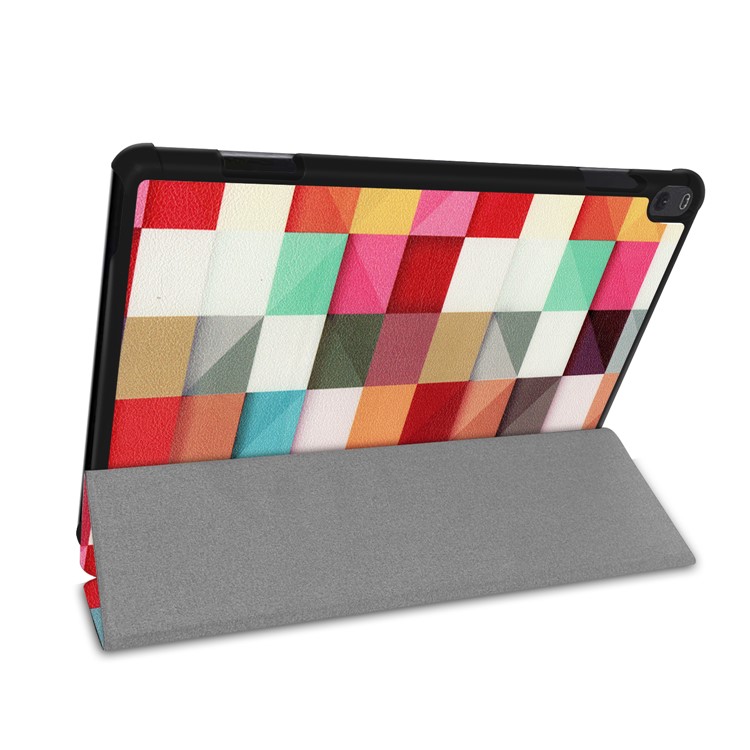 Pattern Printing Tri-fold Stand Leather Shell for Lenovo Tab P10 10.1-inch - Colorful Grids-7