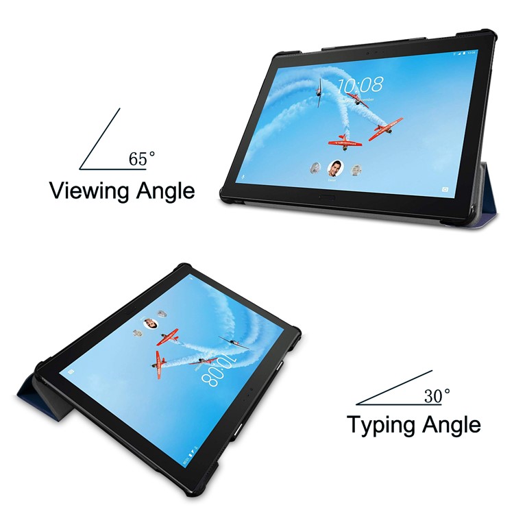 Tri-fold Leather Stand Case Shell for Lenovo Tab P10 10.1-inch - Dark Blue-5