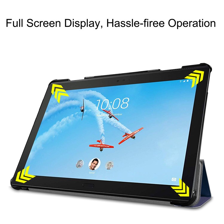 Tri-fold Leather Stand Case Shell for Lenovo Tab P10 10.1-inch - Dark Blue-6