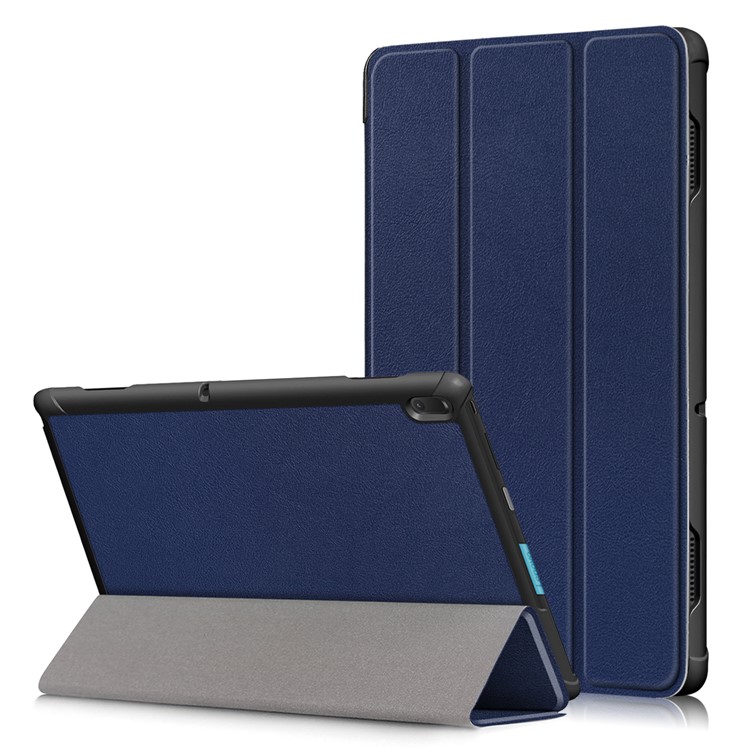 Tri-fold Stand Leather Flip Tablet Casing for Lenovo Tab E10 TB-X104F - Dark Blue-1