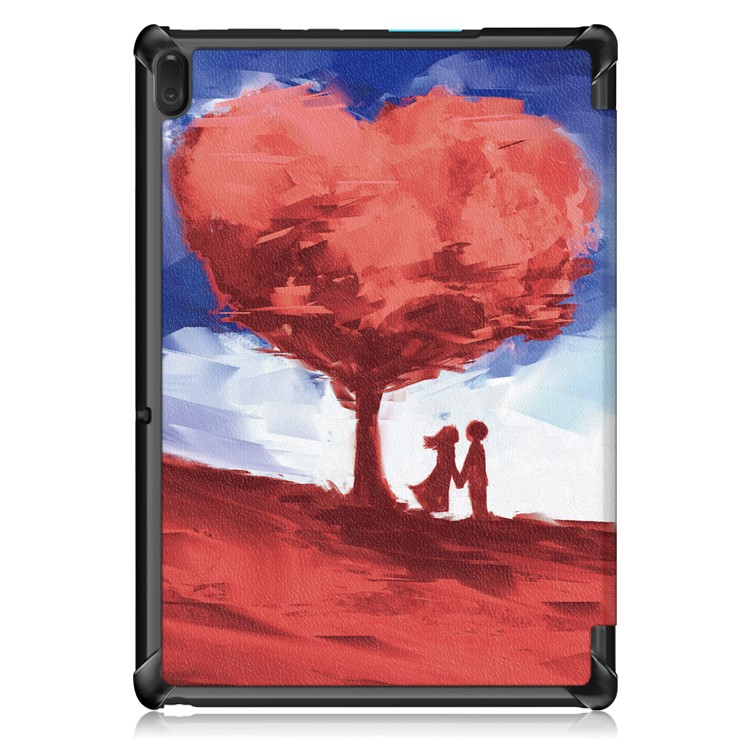 Pattern Printing Tri-fold Stand PU Leather Tablet Case for Lenovo Tab E10 TB-X104F - Heart Shaped Tree-3