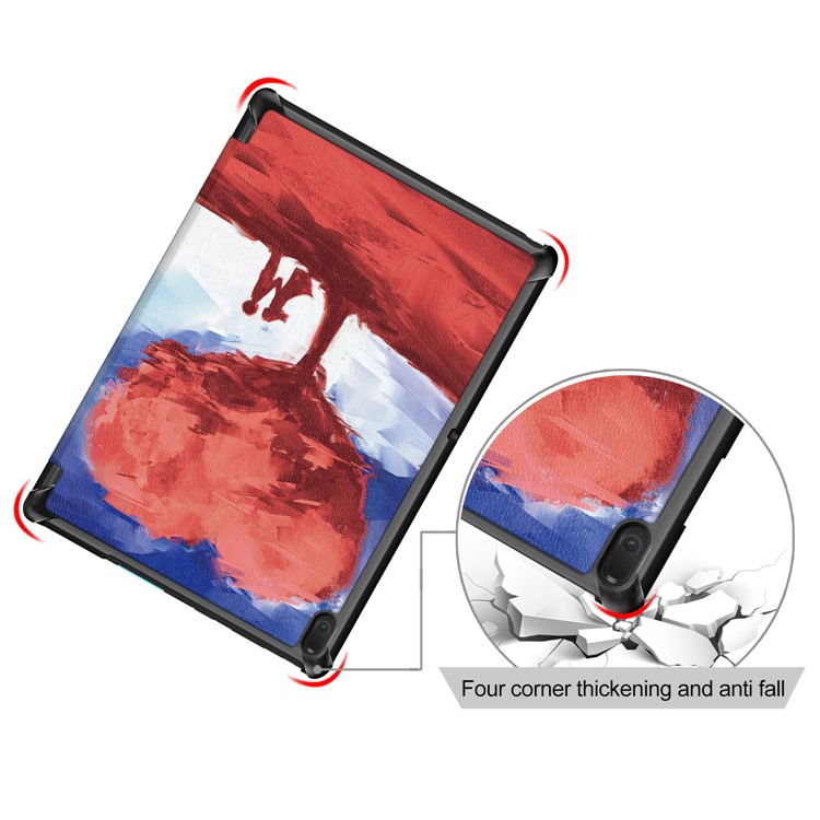 Pattern Printing Tri-fold Stand PU Leather Tablet Case for Lenovo Tab E10 TB-X104F - Heart Shaped Tree-9