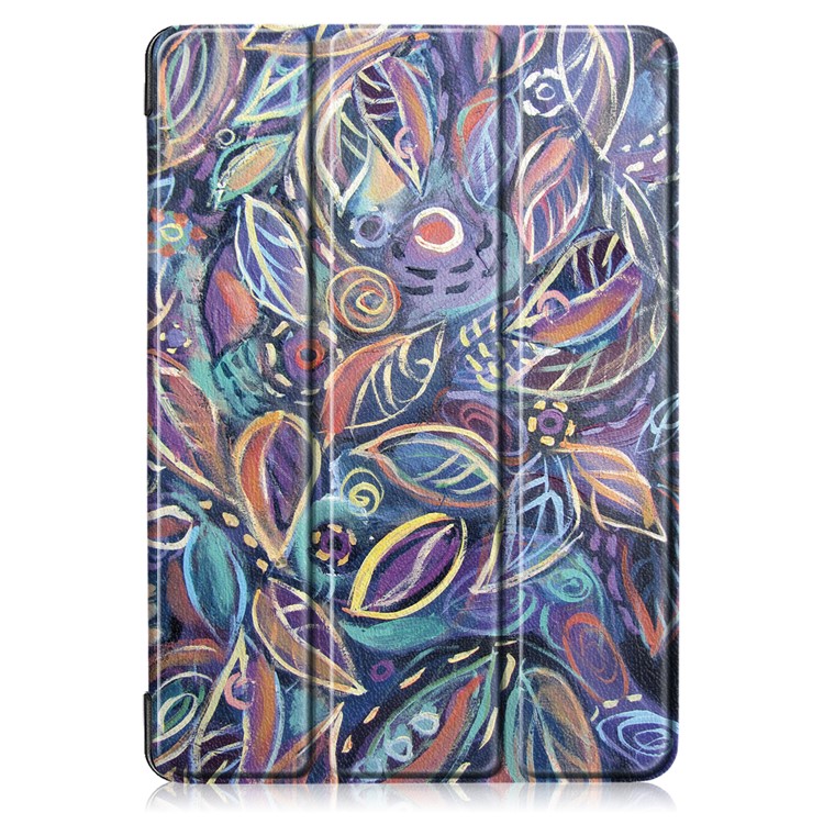 Pattern Printing Tri-fold Stand PU Leather Tablet Cover for Lenovo Tab E10 TB-X104F - Colorful Leaves-2
