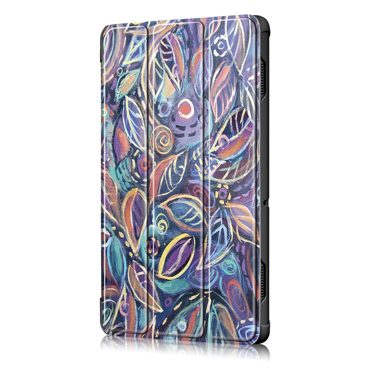 Pattern Printing Tri-fold Stand PU Leather Tablet Cover for Lenovo Tab E10 TB-X104F - Colorful Leaves-4