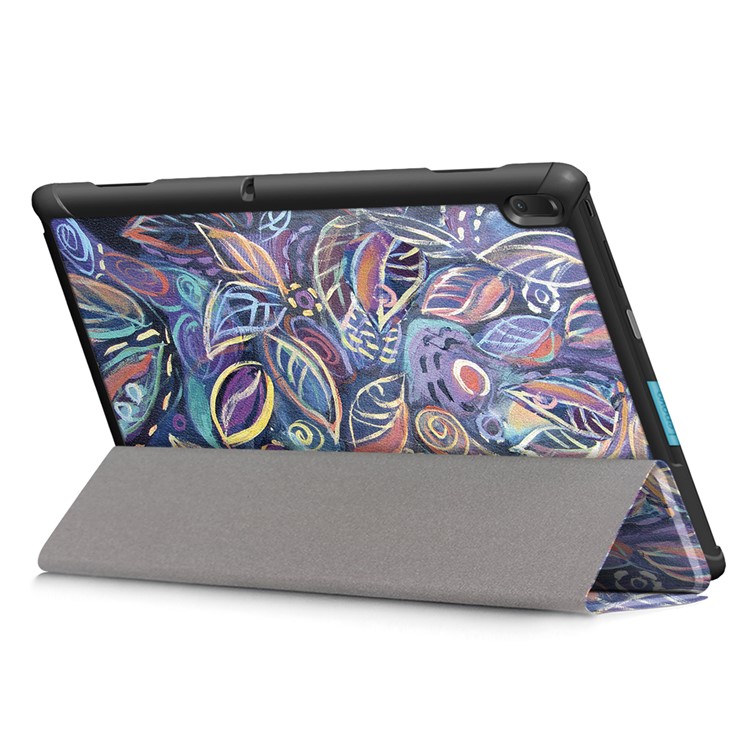 Pattern Printing Tri-fold Stand PU Leather Tablet Cover for Lenovo Tab E10 TB-X104F - Colorful Leaves-6