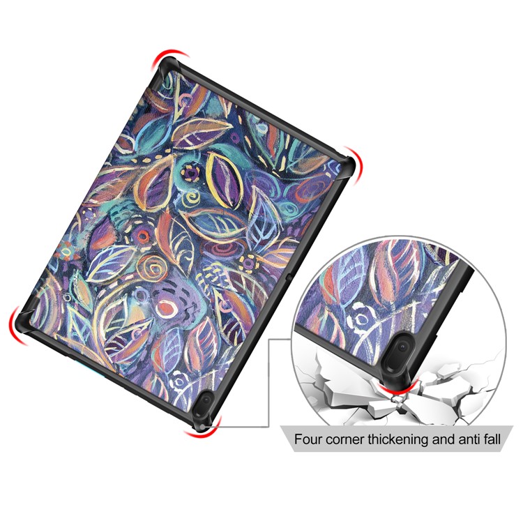 Pattern Printing Tri-fold Stand PU Leather Tablet Cover for Lenovo Tab E10 TB-X104F - Colorful Leaves-8