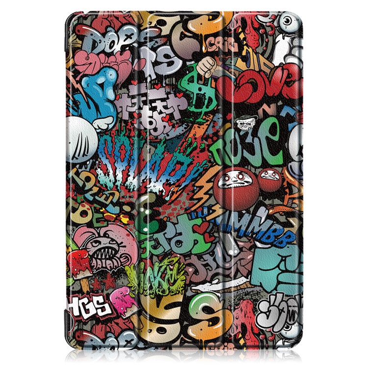 Pattern Printing Tri-fold Stand PU Leather Tablet Shell for Lenovo Tab E10 TB-X104F - Graffiti Pattern-2