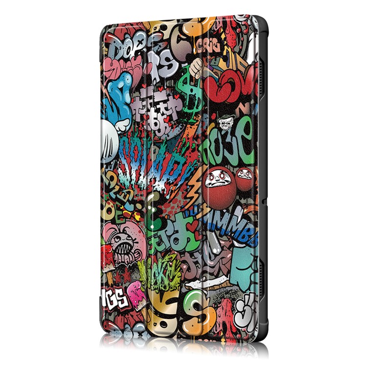 Pattern Printing Tri-fold Stand PU Leather Tablet Shell for Lenovo Tab E10 TB-X104F - Graffiti Pattern-4