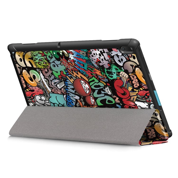 Pattern Printing Tri-fold Stand PU Leather Tablet Shell for Lenovo Tab E10 TB-X104F - Graffiti Pattern-6