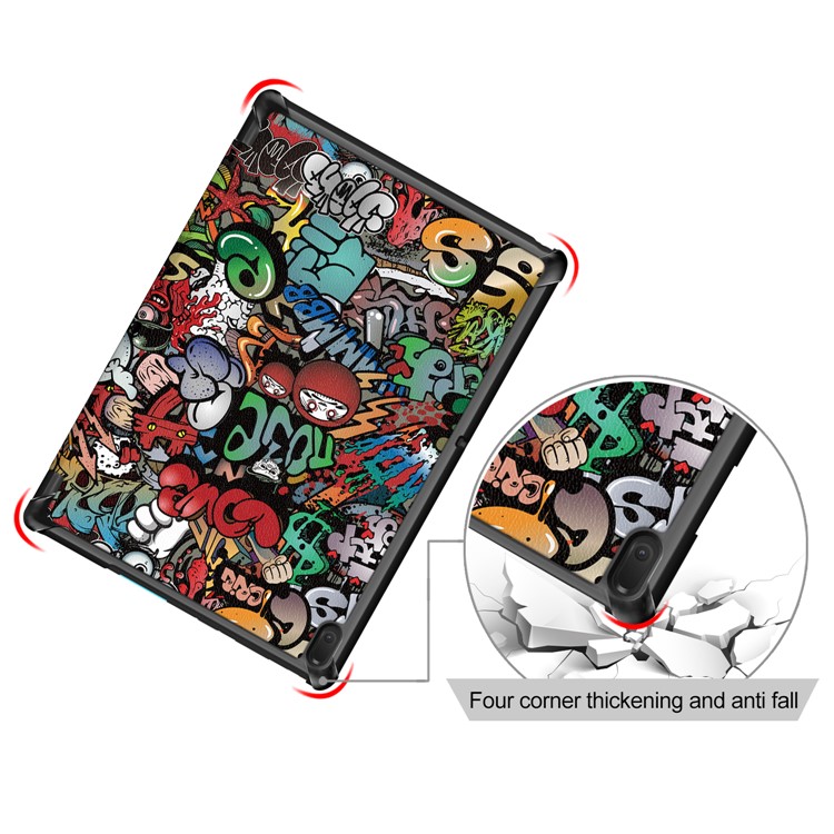 Pattern Printing Tri-fold Stand PU Leather Tablet Shell for Lenovo Tab E10 TB-X104F - Graffiti Pattern-8