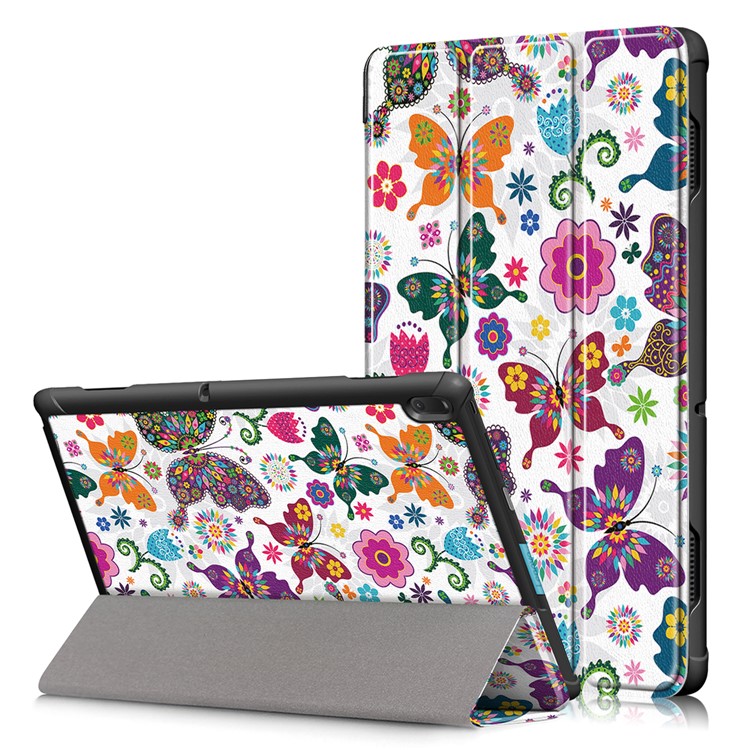 Pattern Printing PU Leather Protection Case with Tri-fold Stand for Lenovo Tab E10 TB-X104F - Pretty Butterflies Pattern-1