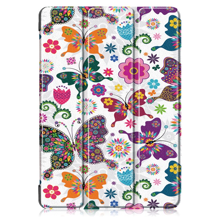 Pattern Printing PU Leather Protection Case with Tri-fold Stand for Lenovo Tab E10 TB-X104F - Pretty Butterflies Pattern-2