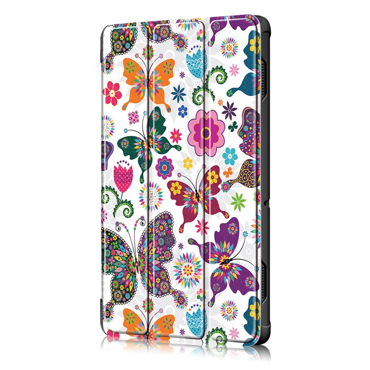 Pattern Printing PU Leather Protection Case with Tri-fold Stand for Lenovo Tab E10 TB-X104F - Pretty Butterflies Pattern-4
