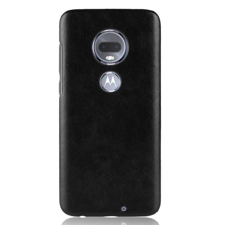 Litchi Texture PU Leather Coated PC Case for Motorola Moto G7 / Moto G7 Plus - Black-2