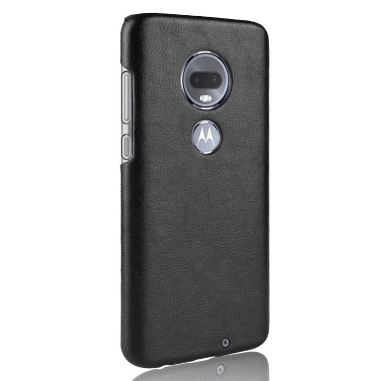 Litchi Texture PU Leather Coated PC Case for Motorola Moto G7 / Moto G7 Plus - Black-3
