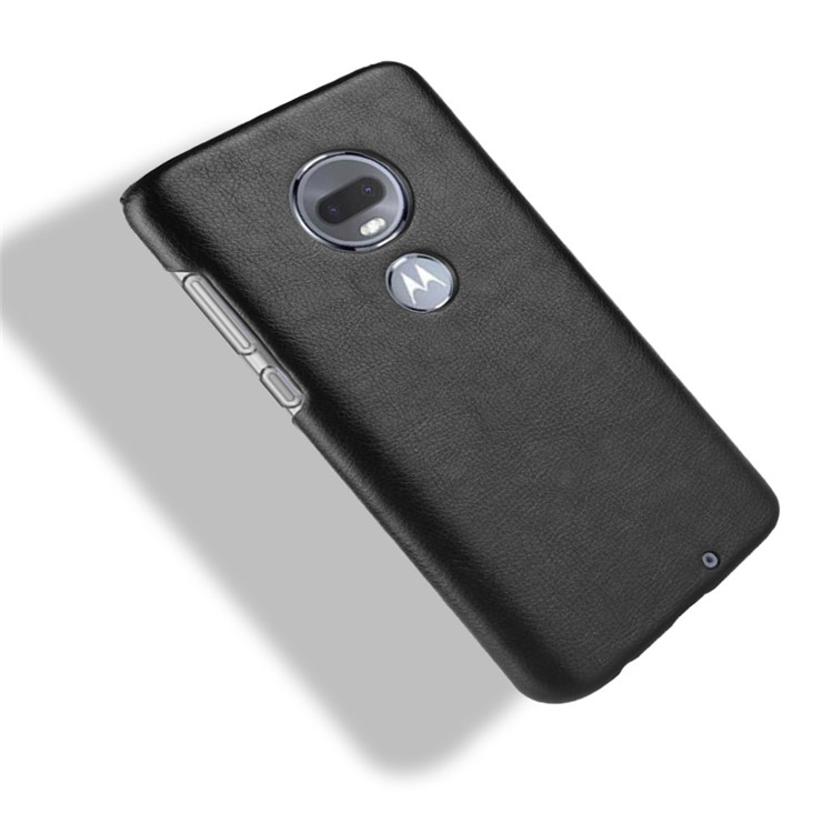 Litchi Texture PU Leather Coated PC Case for Motorola Moto G7 / Moto G7 Plus - Black-4