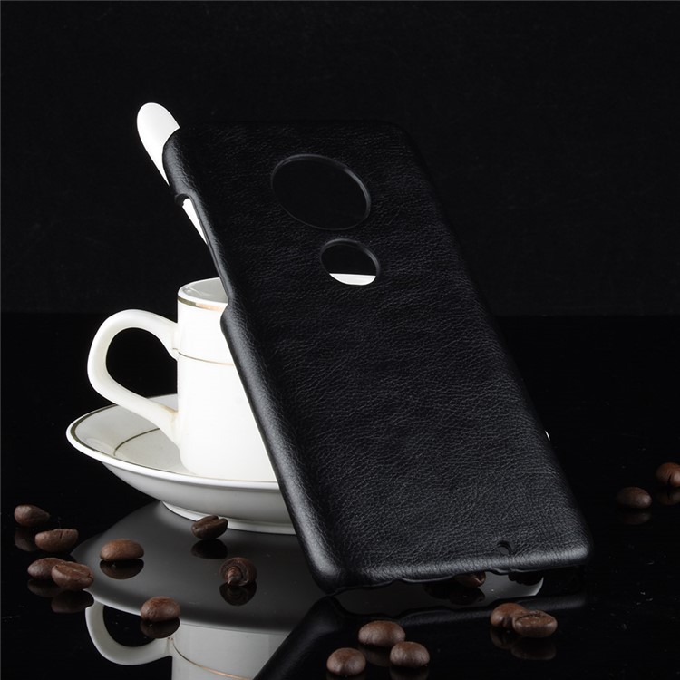 Litchi Texture PU Leather Coated PC Case for Motorola Moto G7 / Moto G7 Plus - Black-5