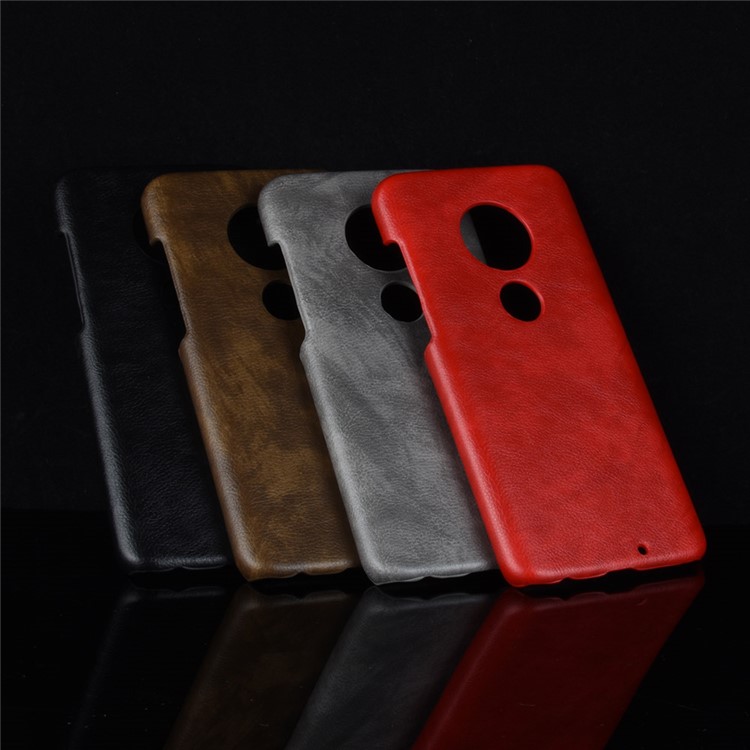 Litchi Texture PU Leather Coated PC Case for Motorola Moto G7 / Moto G7 Plus - Black-6