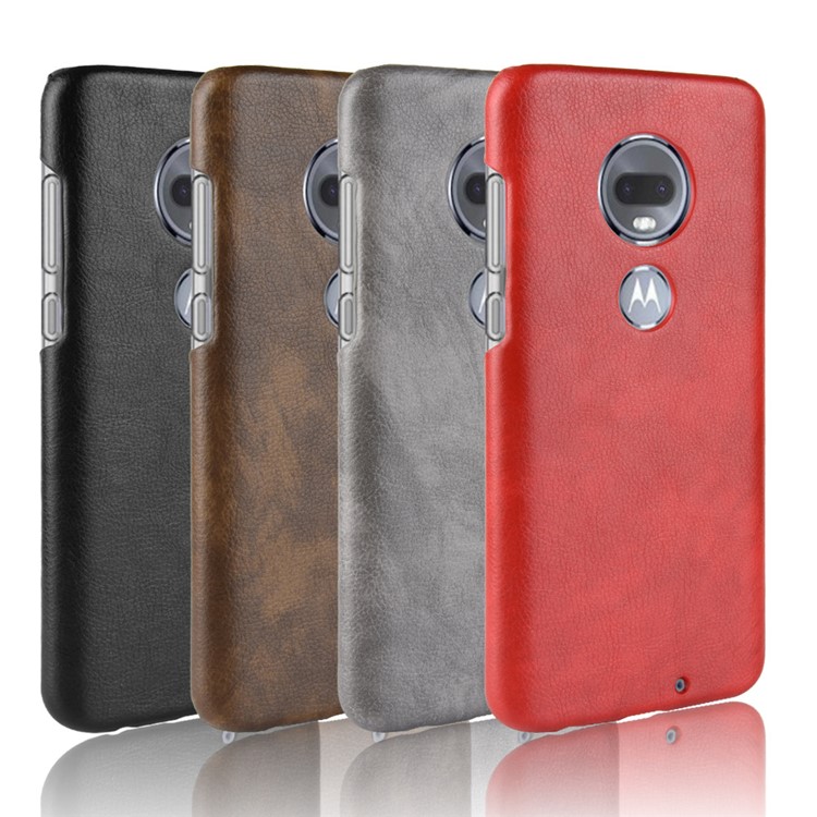 Litchi Texture PU Leather Coated PC Case for Motorola Moto G7 / Moto G7 Plus - Black-7