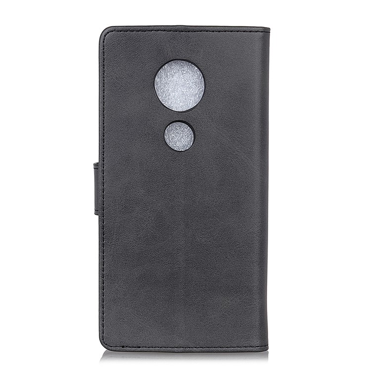 Matte PU Leather Wallet Stand Phone Case for Motorola Moto G7 Play - Black-4