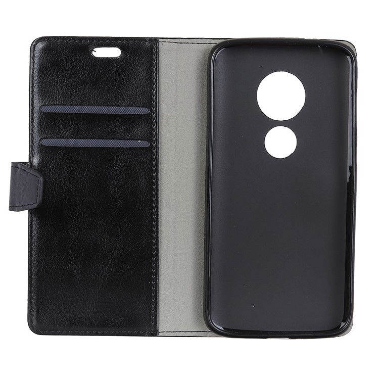 Crazy Horse Leather Wallet Case for Motorola Moto G7 Play - Black-5