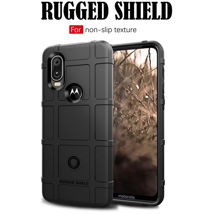 Rugged Square Grid Texture TPU Anti-shock Case for Motorola P40 - Black-2