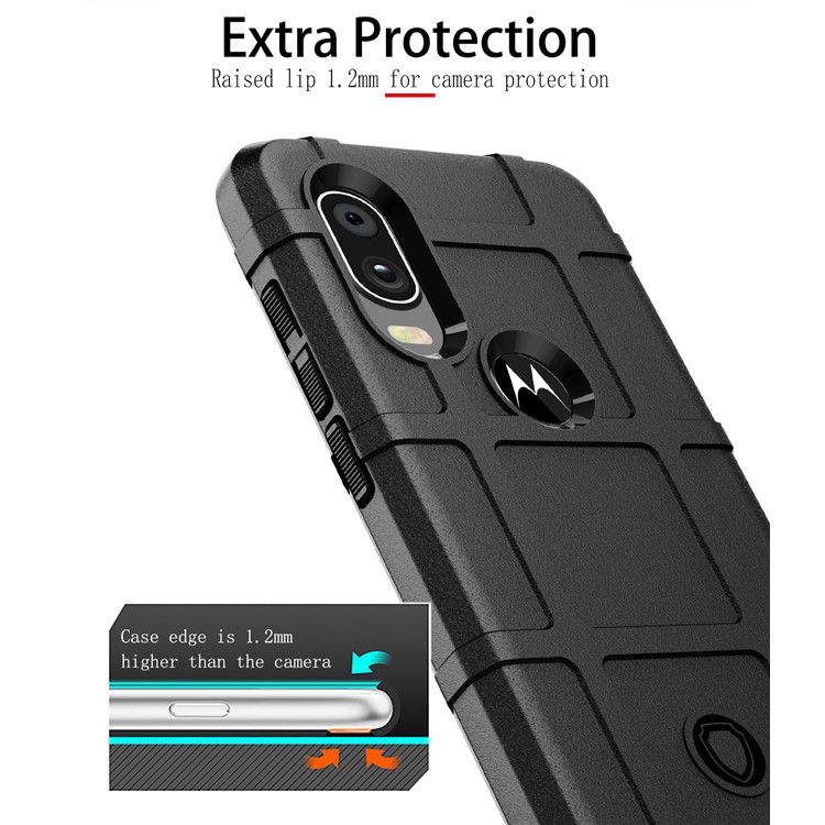 Rugged Square Grid Texture TPU Anti-shock Case for Motorola P40 - Black-3