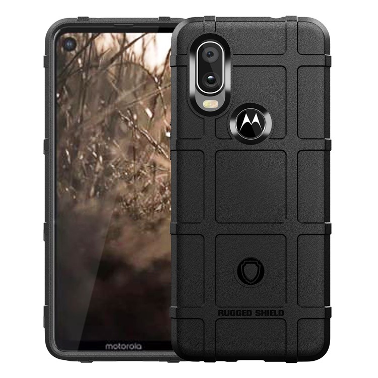 Rugged Square Grid Texture TPU Anti-shock Case for Motorola P40 - Black-9