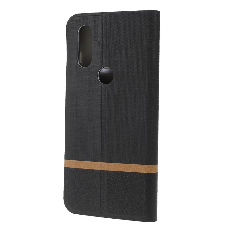 Cross Pattern Leather Card Holder Phone Case (Built-in Steel Sheet) for Motorola P40 - Black-2