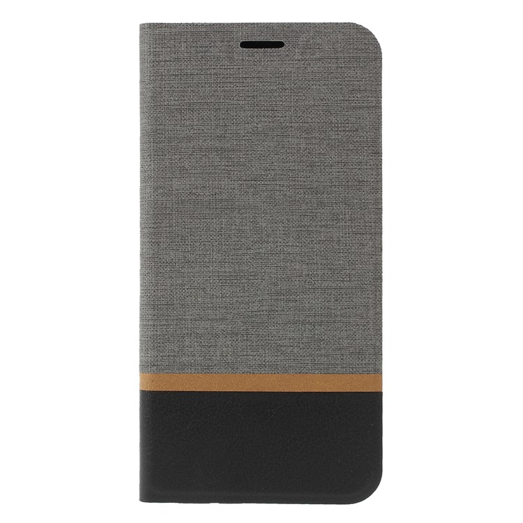 Cross Pattern Leather Card Holder Phone Cover (Built-in Steel Sheet) for Motorola P40 - Grey-1