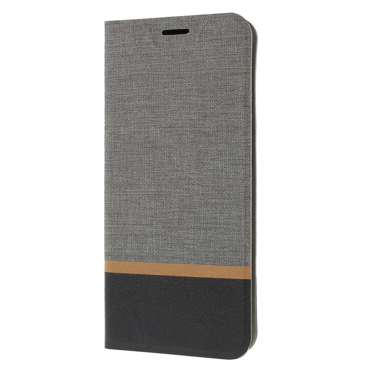 Cross Pattern Leather Card Holder Phone Cover (Built-in Steel Sheet) for Motorola P40 - Grey-3