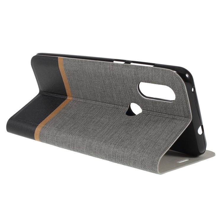 Cross Pattern Leather Card Holder Phone Cover (Built-in Steel Sheet) for Motorola P40 - Grey-5