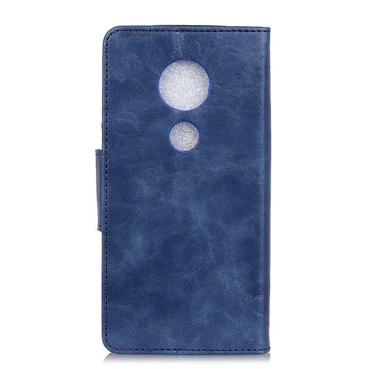 Crazy Horse Wallet Leather Stand Phone Case for Motorola Moto G7 Play - Blue-5