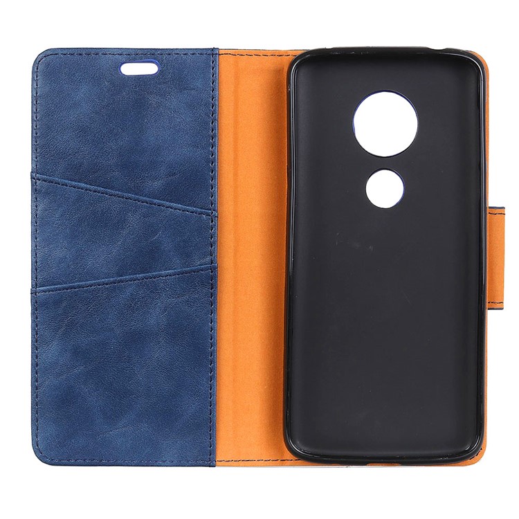 Crazy Horse Wallet Leather Stand Phone Case for Motorola Moto G7 Play - Blue-6