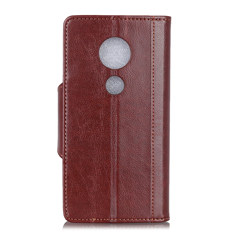 Textured PU Leather Wallet Stand Case for Motorola Moto G7 Play - Brown-8