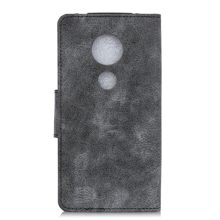 Vintage Style Split Leather Stand Magnetic Wallet Case for Motorola Moto G7 Play - Grey-7