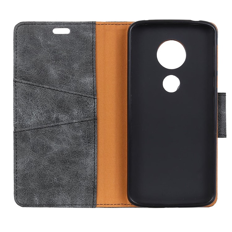 Vintage Style Split Leather Stand Magnetic Wallet Case for Motorola Moto G7 Play - Grey-8