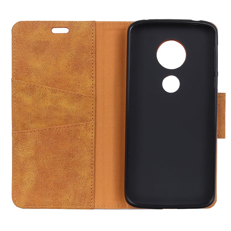 Vintage Style Split Leather Stand Magnetic Wallet Cover for Motorola Moto G7 Play - Brown-8
