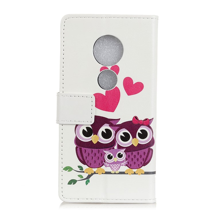 Pattern Printing Wallet Leather Case for Motorola Moto G7 Play - Sweet Owl Family-2