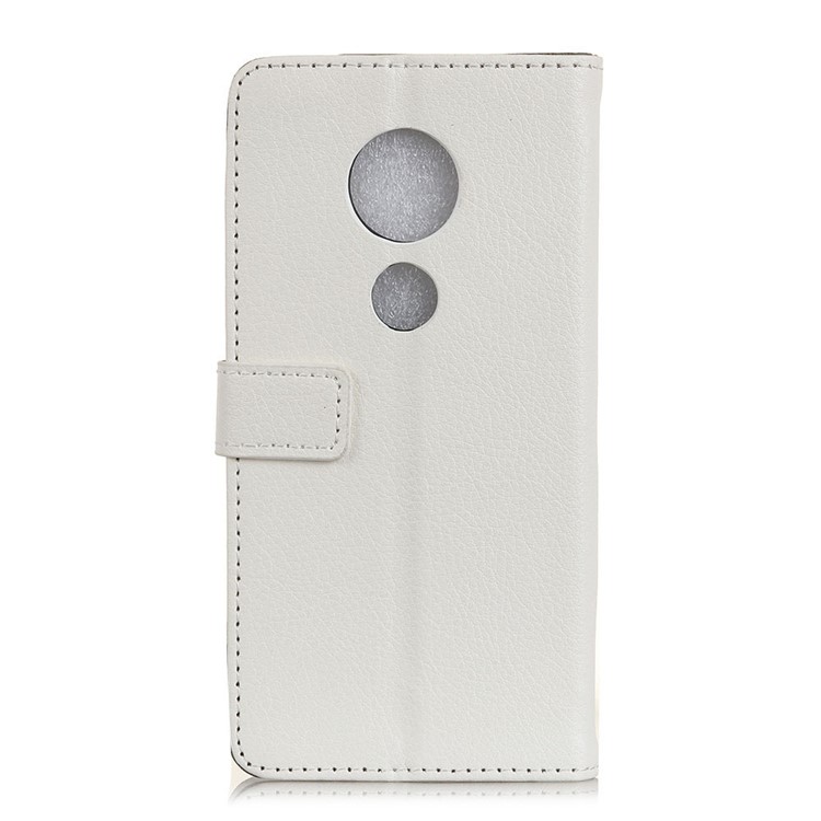 Litchi Texture Wallet Stand Leather Phone Cover for Motorola Moto G7 Play - White-4
