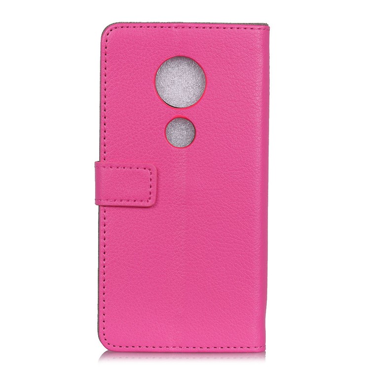 Litchi Texture Wallet Stand Leather Phone Casing for Motorola Moto G7 Play - Rose-4