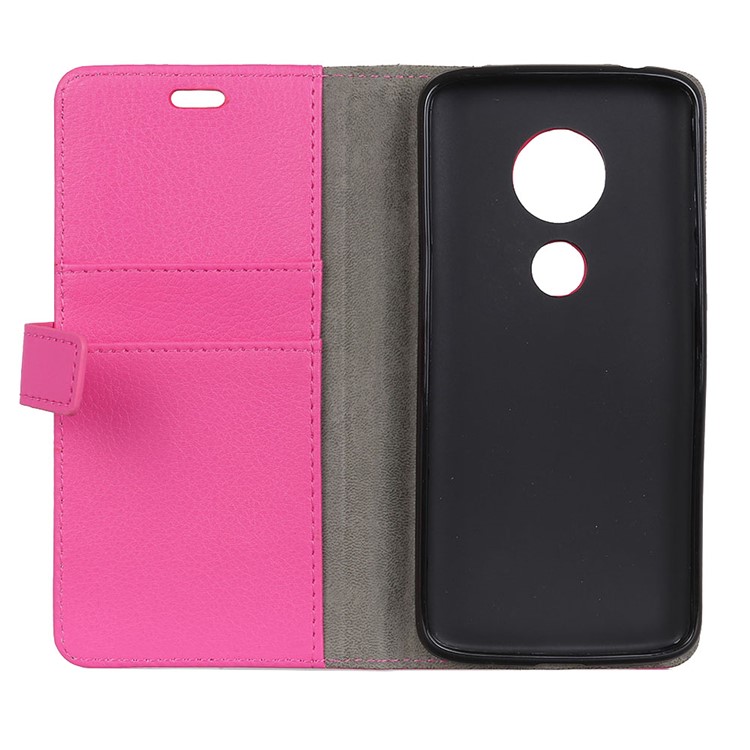Litchi Texture Wallet Stand Leather Phone Casing for Motorola Moto G7 Play - Rose-5