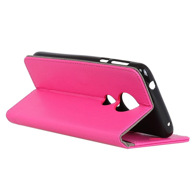 Litchi Texture Wallet Stand Leather Phone Casing for Motorola Moto G7 Play - Rose-6