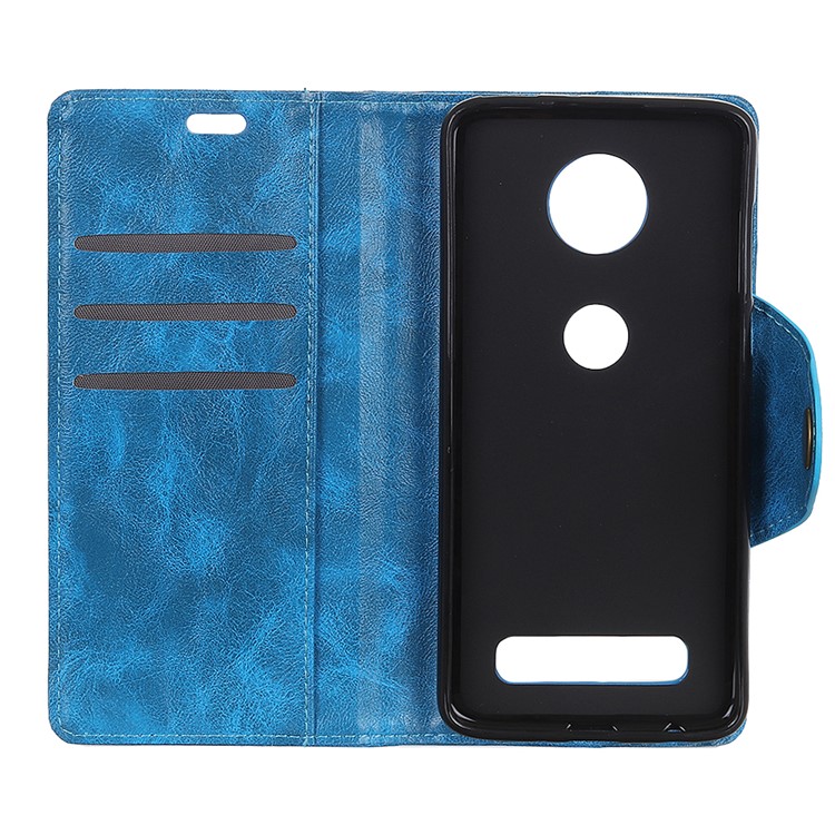 Textured PU Leather Flip Case with Wallet Stand for Motorola Moto Z4 Play - Blue-4