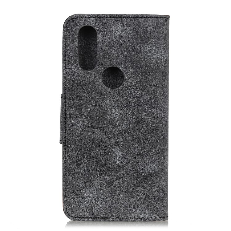 Retro Split Leather Wallet Stand Phone Case for Motorola P40 - Grey-4